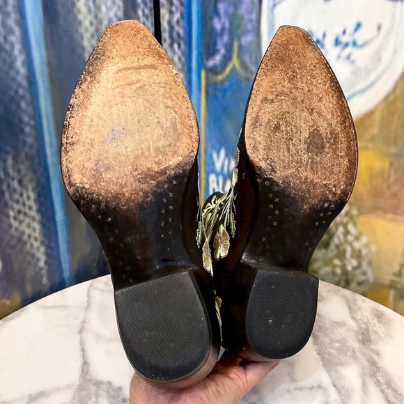 Old Gringo Fuchila Embroidered Cowboy Boots Leather Chocolate Floral 8B GUC - Picture 6 of 8